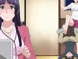 Tiny guy overwhelmed by tall athletic anime giantess babes
